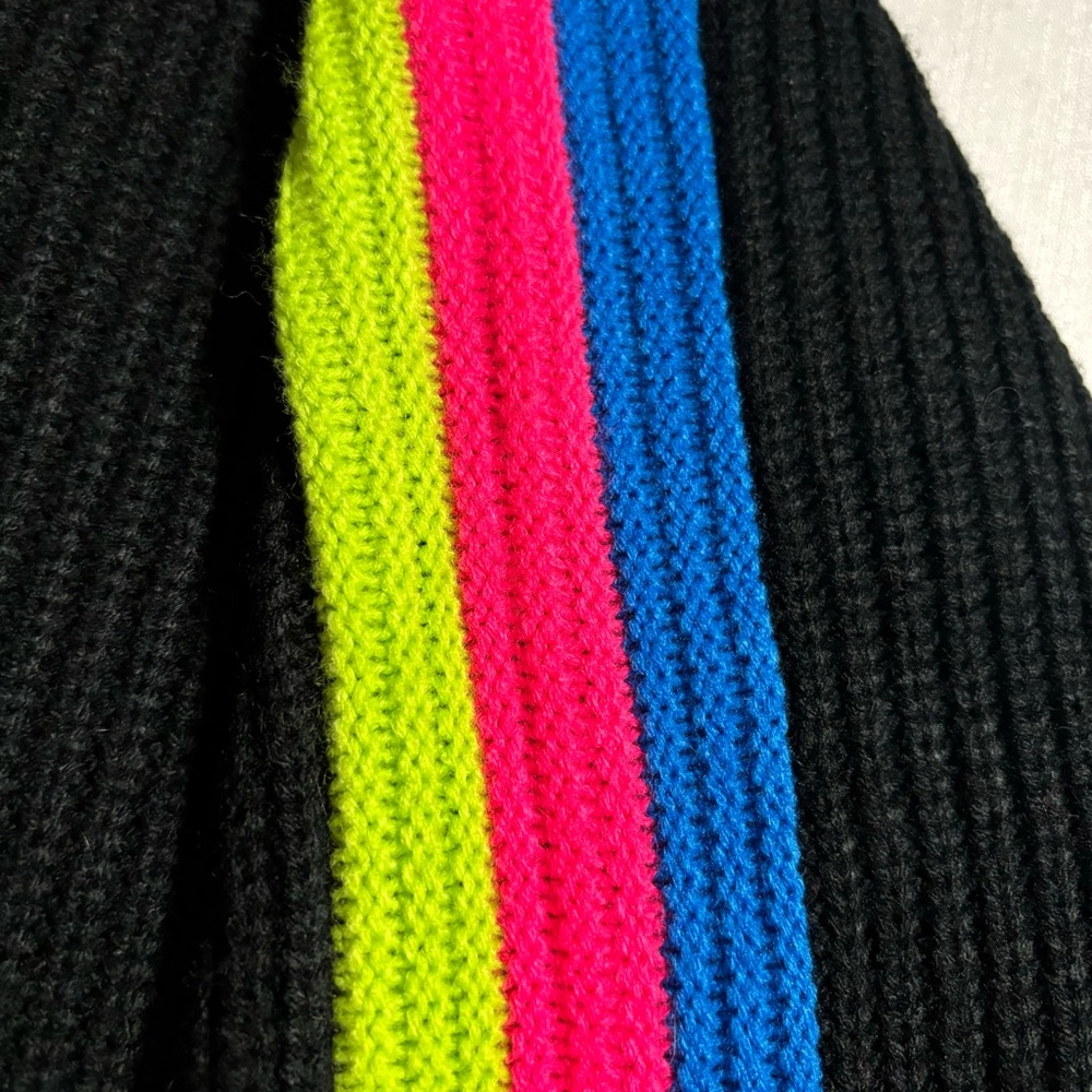 Future Collective Kahlana Barfield Black Neon Stripes Turtleneck LG LIKE NEW - Picture 3 of 14